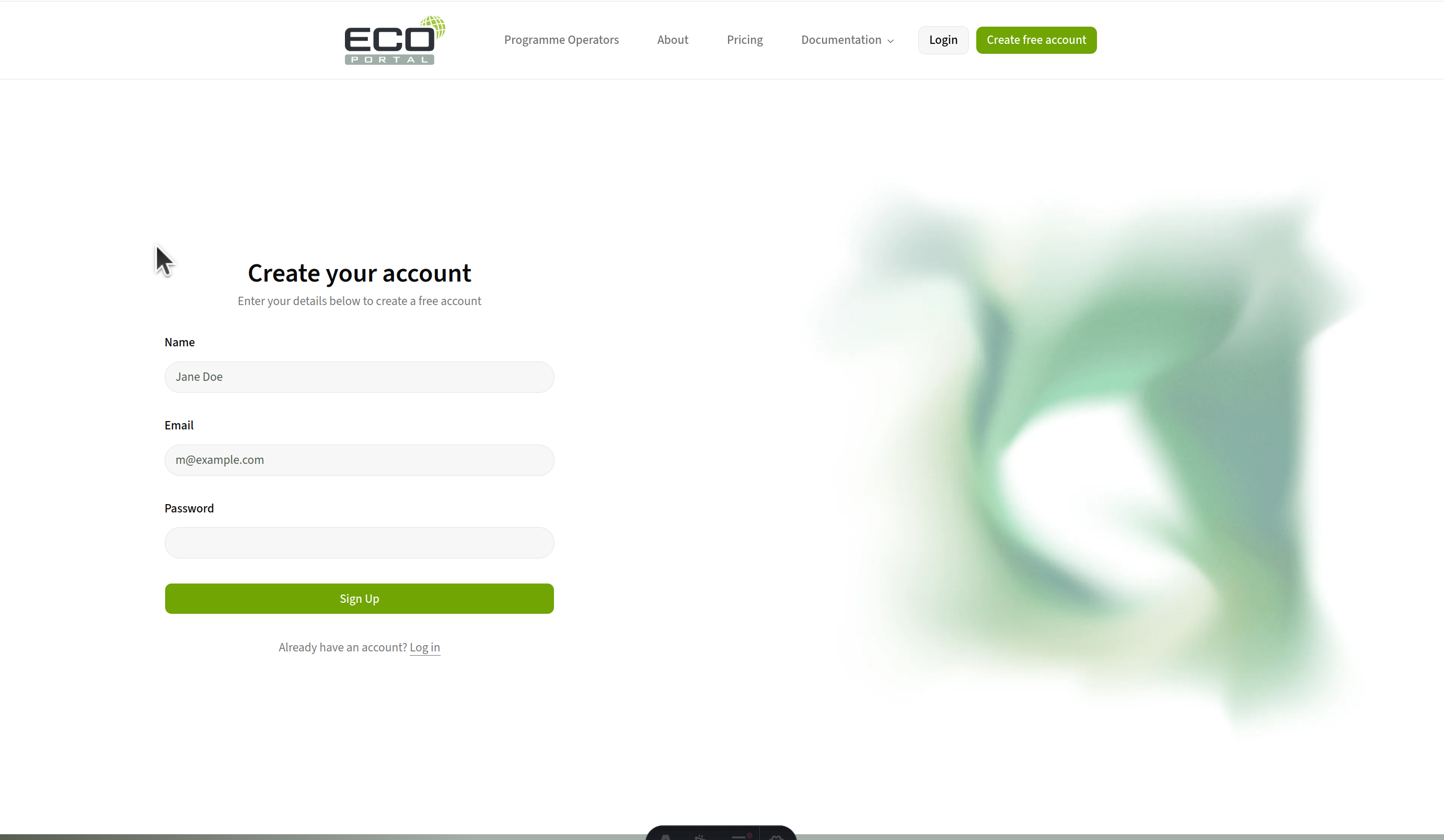 create account form